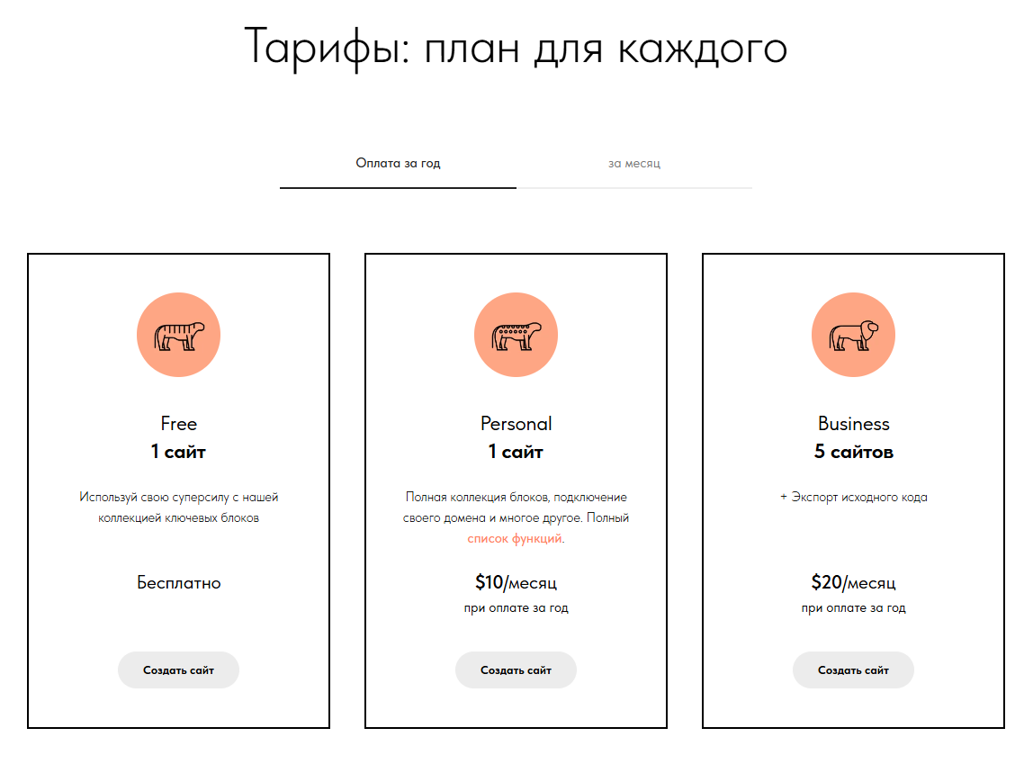 А вот и сами тарифы